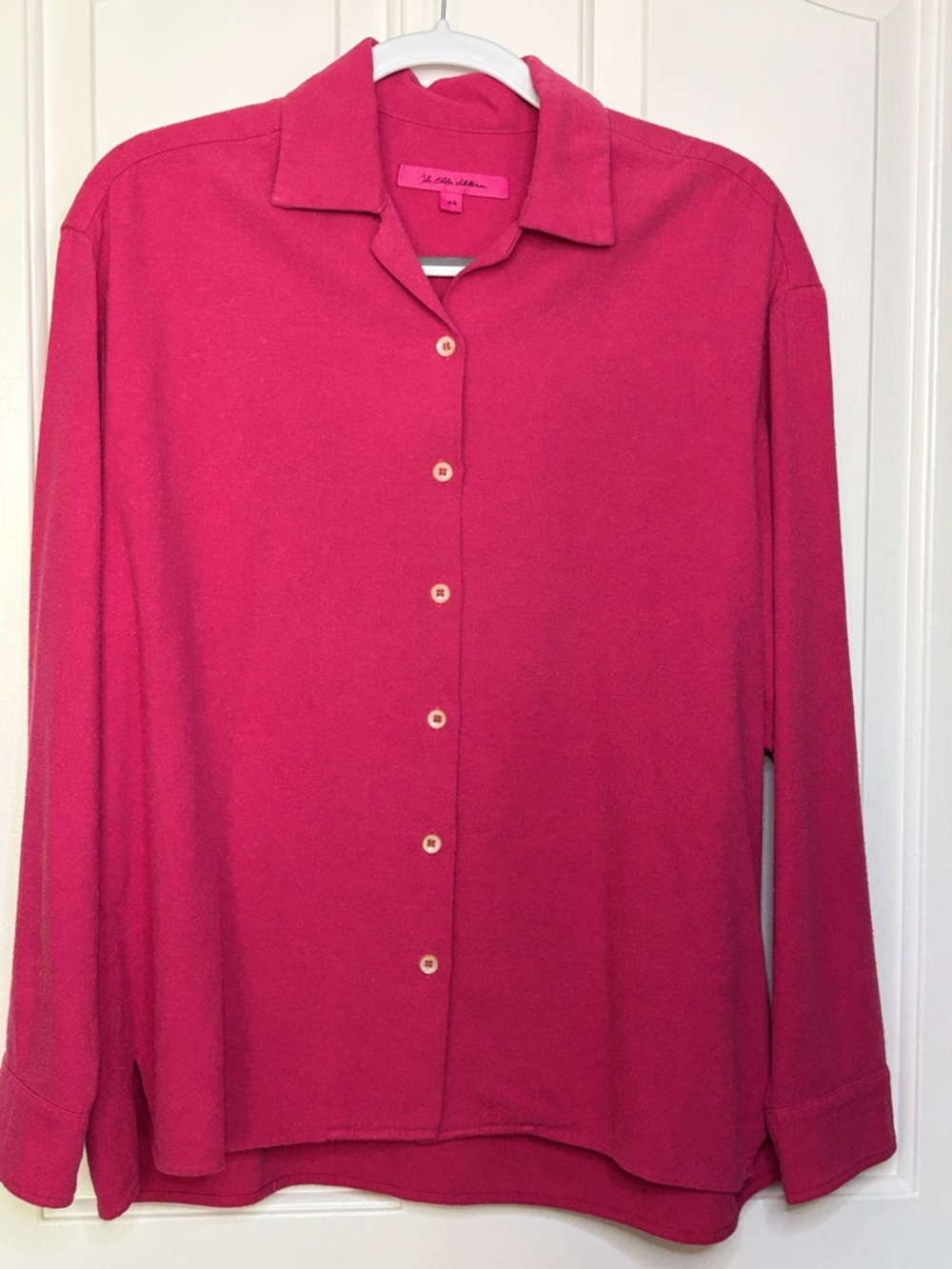 NWT THE ELDER STATESMAN Raspberry Cotton/Silk Button-Up Oversized Shacket Sz XS